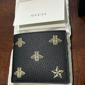 Gucci Black Bee Star Mens Wallet